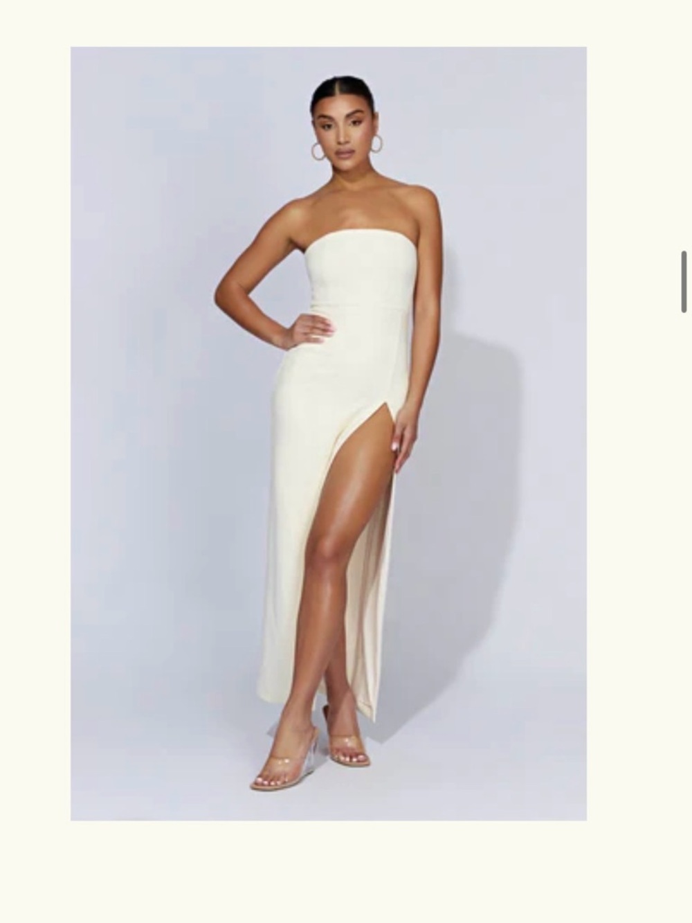 Elegant Cream Tube Top Maxi Dress